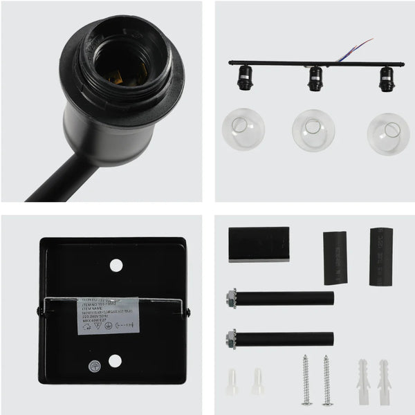 Details of Modern-Vintage Wall Light with Clear Globes | TEKLED 151-19552