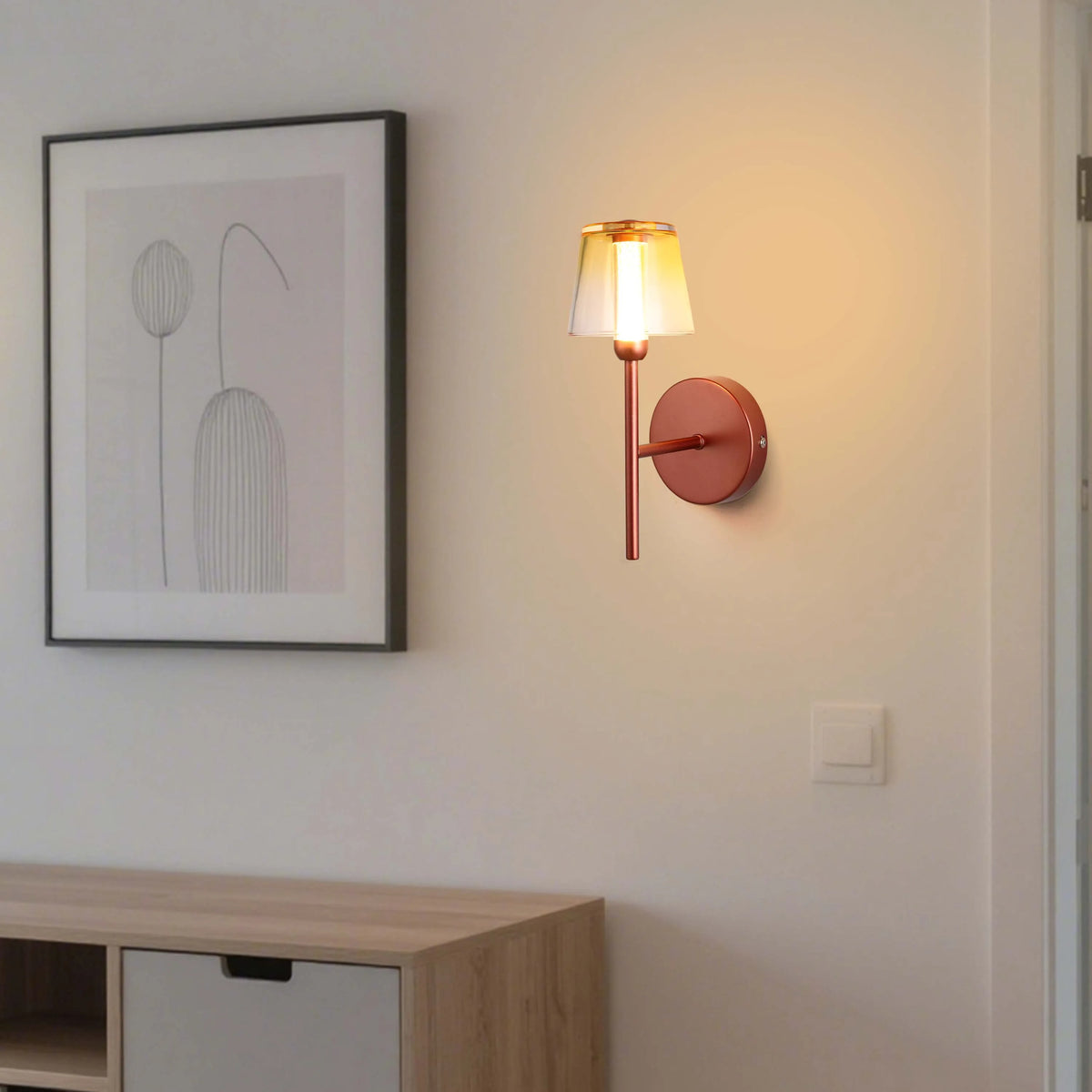Lámpara LED Aplique de pared decorativo, J wattsB0344-1A Burgundy 3 watts 3000K