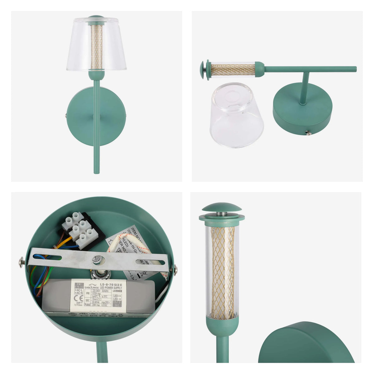 Lámpara LED Aplique de pared decorativo, J wattsB0344-1A Green 3 watts 3000K