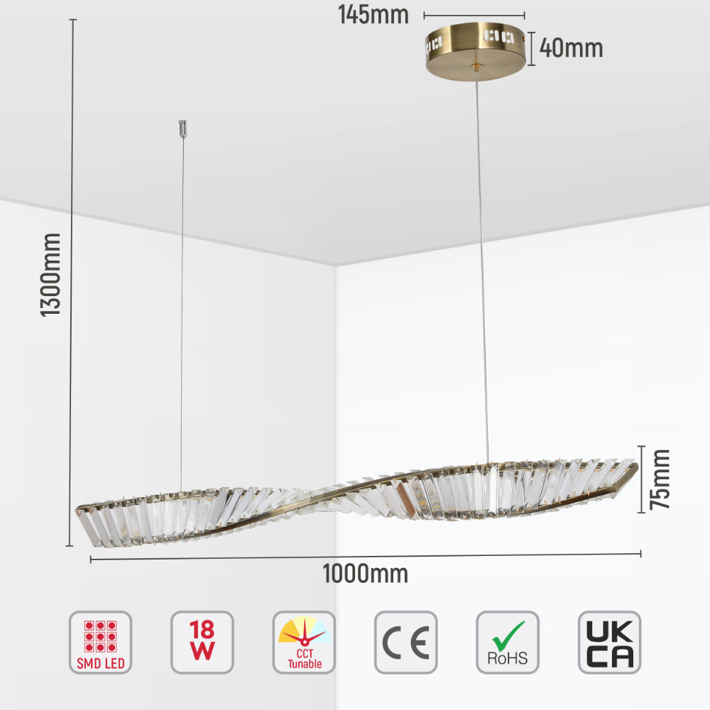 Lampara decorativa, Modelo Lámpara LED 18 watts GOLD 1000X80 3 temperaturas de color (3CCT) (TEKLED)