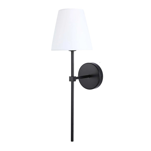Lámpara de pared moderna con pantalla de tela blanca – Base E27, 540 mm de altura, regulable