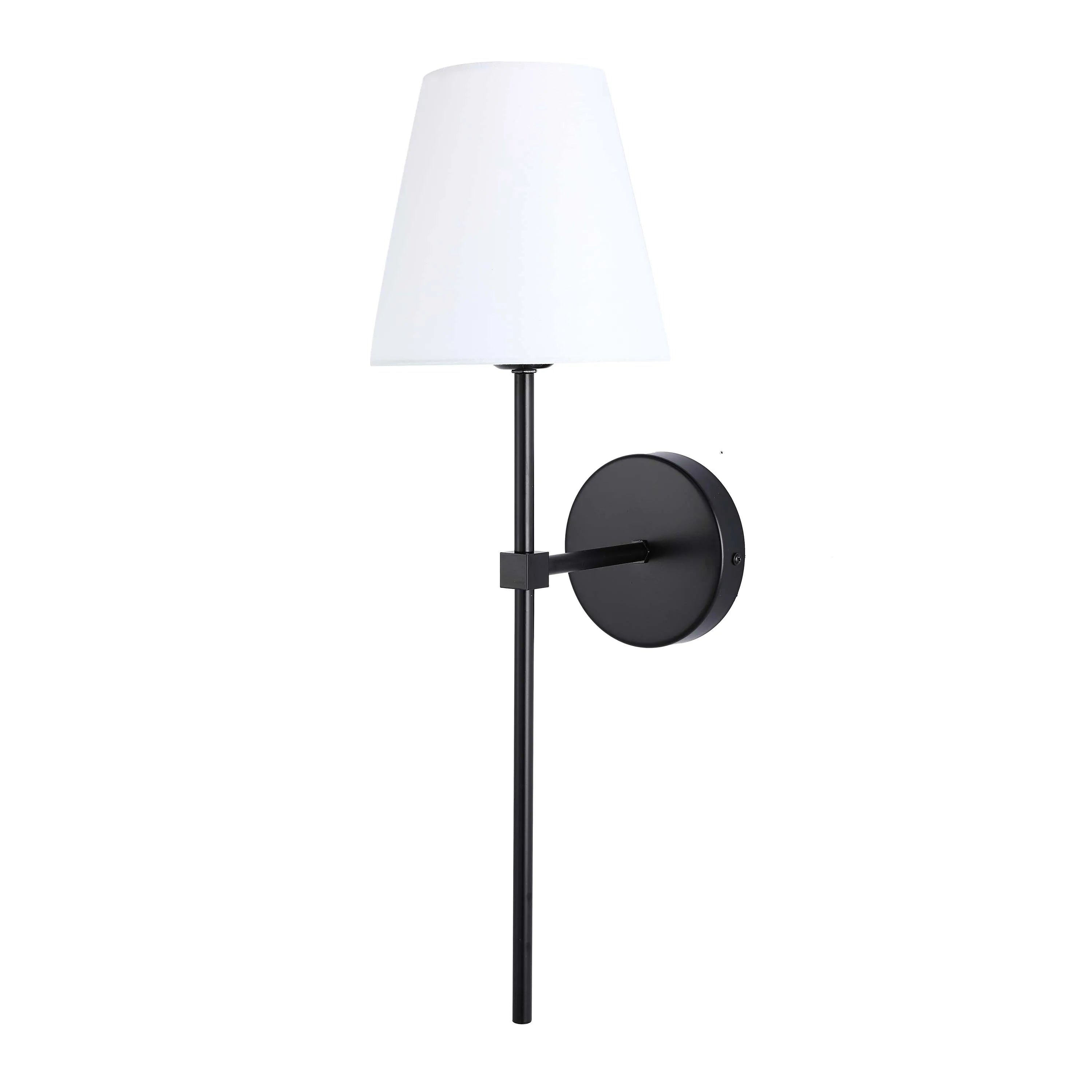 Lámpara de pared moderna con pantalla de tela blanca – Base E27, 540 mm de altura, regulable
