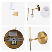 Lámpara de pared moderna con pantalla de tela blanca – Base E27, 540 mm de altura, regulable