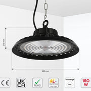 Tamaño y especificaciones técnicas de la Luz LED Nova High Bay con Opciones de Reflector-230-03049