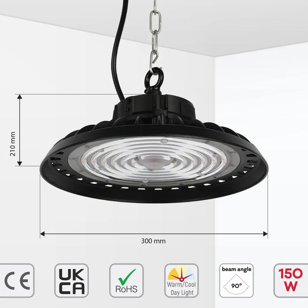 Tamaño y especificaciones técnicas de la Luz LED Nova High Bay con Opciones de Reflector-230-03049