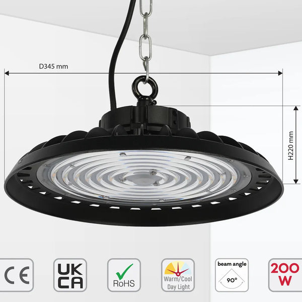 Tamaño y especificaciones técnicas de la Luz LED Nova High Bay con Opciones de Reflector-230-03051