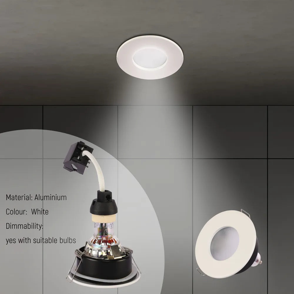 Detalles del Downlight Empotrado IP65 GU10 con Caja de Conexiones – Negro/Blanco-143-03407