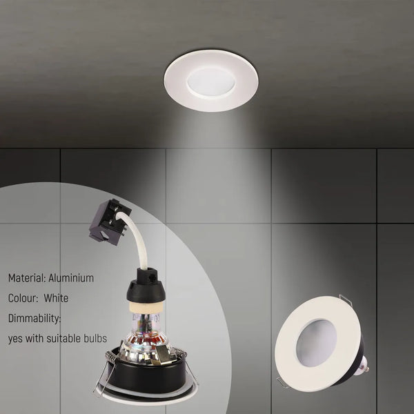 Detalles del Downlight Empotrado IP65 GU10 con Caja de Conexiones – Negro/Blanco-143-03407