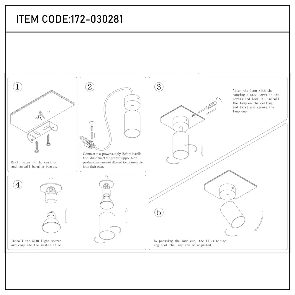 Manual de usuario para Downlight Montable en Superficie GU10 Rotativo-172-030281