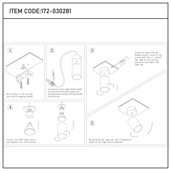 Manual de usuario para Downlight Montable en Superficie GU10 Rotativo-172-030281
