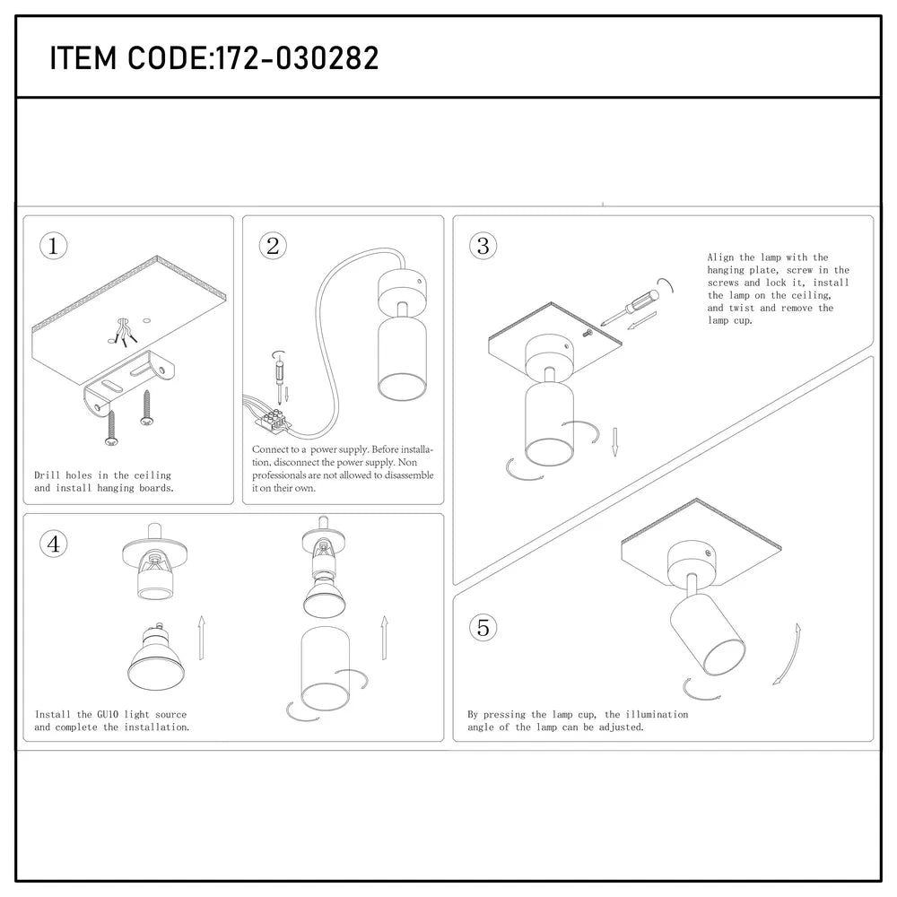 Manual de usuario para Downlight Superficial Montado GU10 Giratorio-172-030282