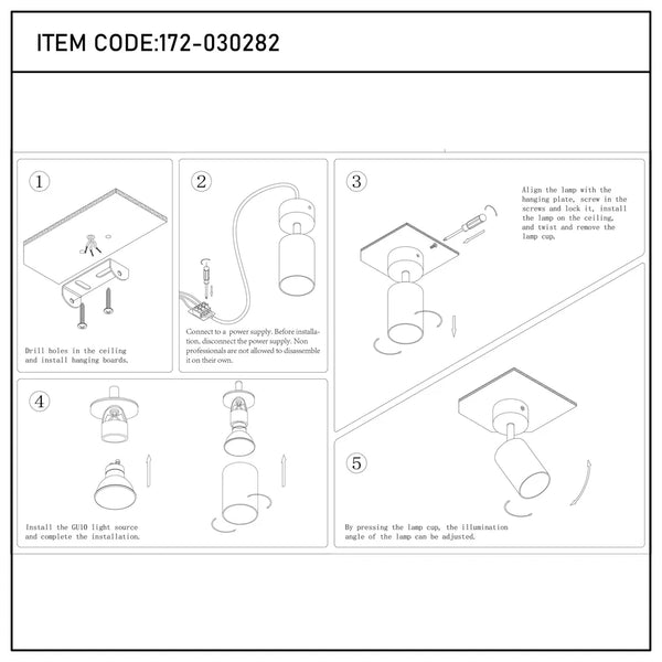 Manual de usuario para Downlight Superficial Montado GU10 Giratorio-172-030282