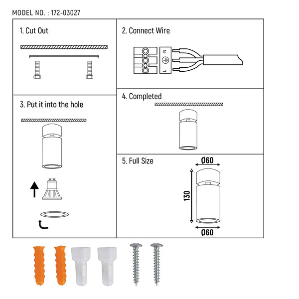 Manual de usuario para Downlight de Superficie Montado con GU10 Giratorio e Inclinable-172-03027