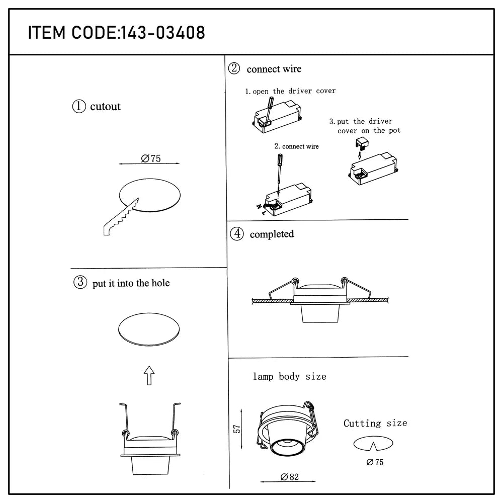 Manual del usuario para el Downlight LED empotrado de cardán ajustable Sentinel-143-03408