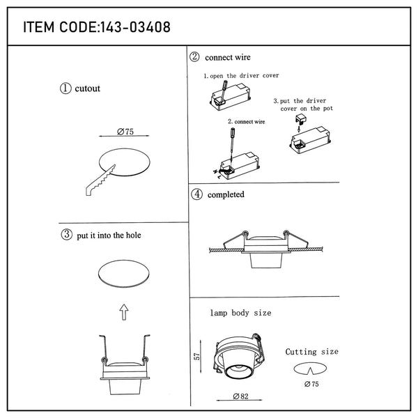 Manual del usuario para el Downlight LED empotrado de cardán ajustable Sentinel-143-03408