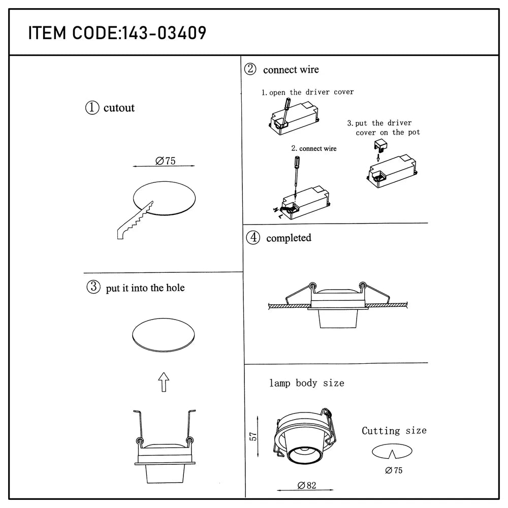 Manual de usuario para Downlight LED empotrado con cardán ajustable Sentinel-143-03409
