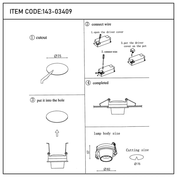 Manual de usuario para Downlight LED empotrado con cardán ajustable Sentinel-143-03409
