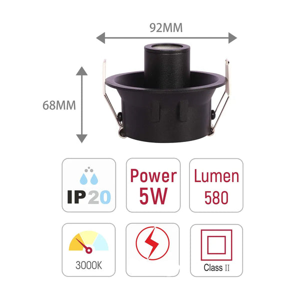 Tamaño y especificaciones técnicas del Downlight LED empotrado Sentinel Compact Adjustable Gimbal-143-03420