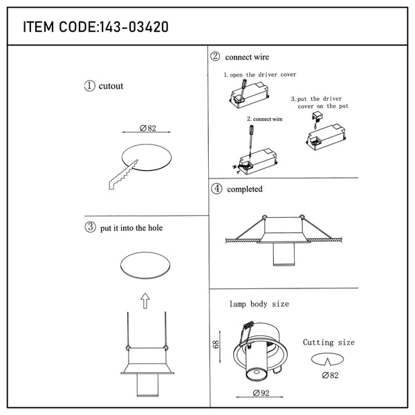 Manual de usuario para el Downlight LED empotrado regulable con cardán compacto Sentinel-143-03420
