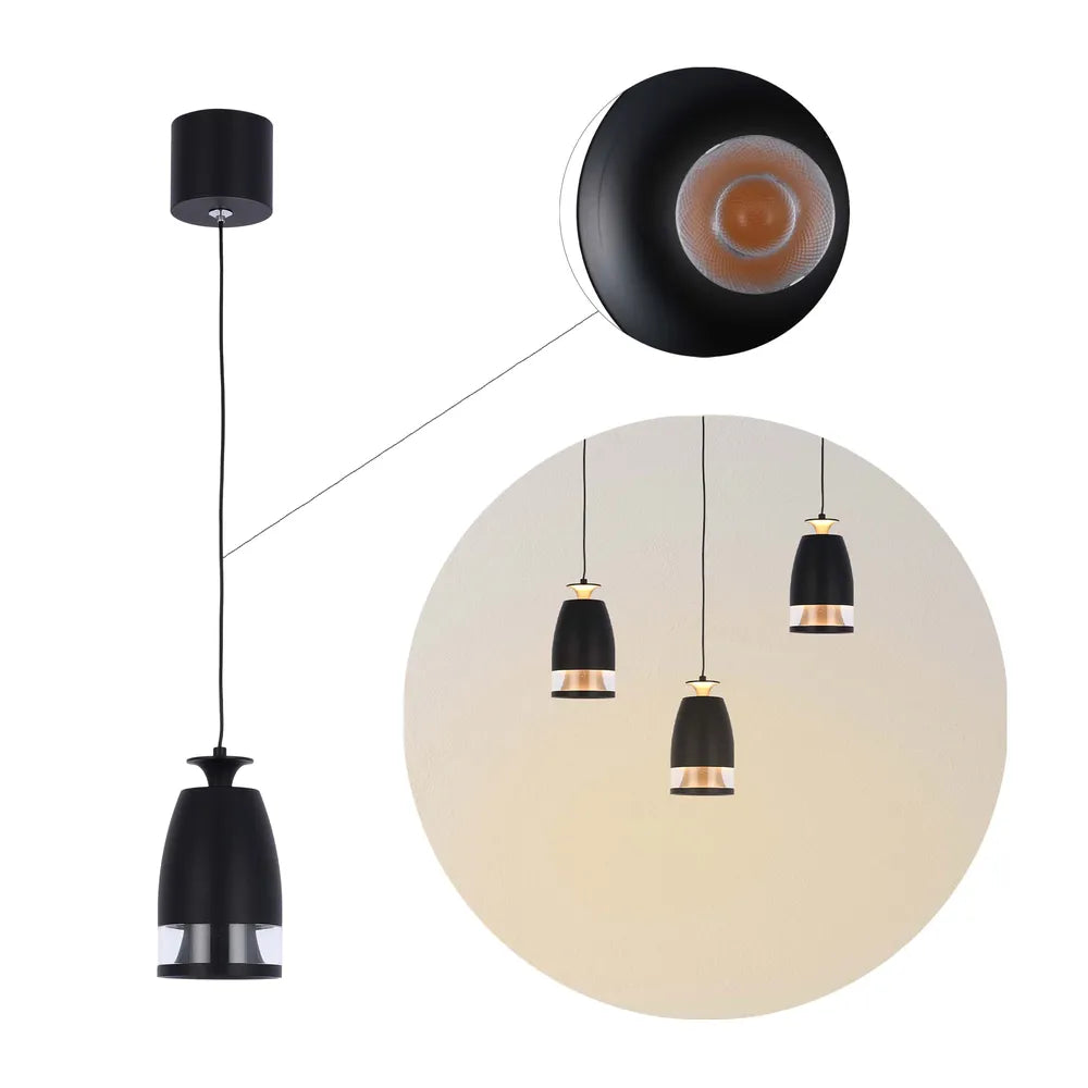 Imagen en primer plano del colgante LED Sentinel Downlight con difusor de anillo de policarbonato 7W Blanco Cálido-150-19080
