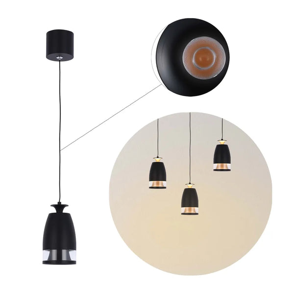 Imagen en primer plano del colgante LED Sentinel Downlight con difusor de anillo de policarbonato 7W Blanco Cálido-150-19080