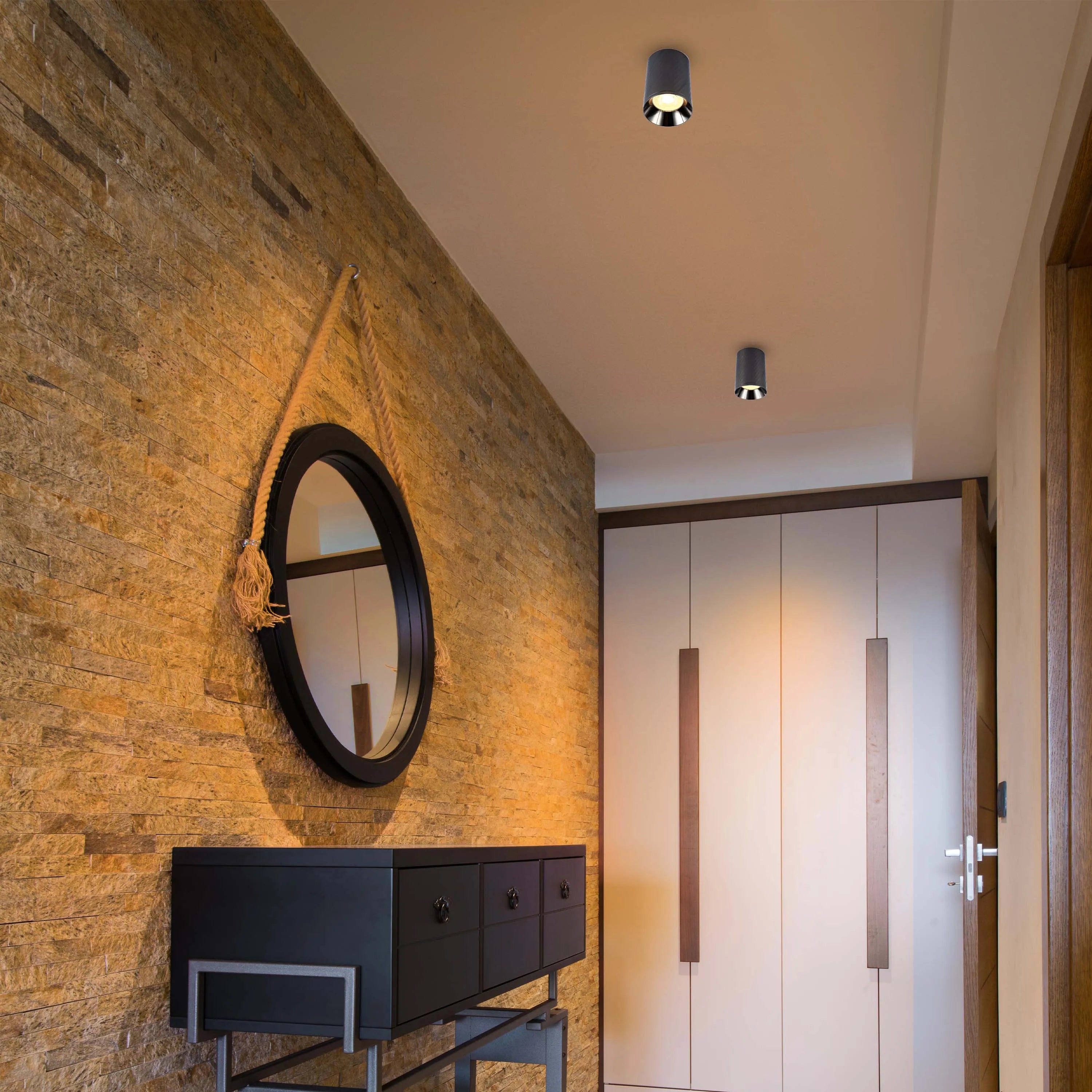 Downlight empotrado con textura en espiral - GU10, regulable, aluminio