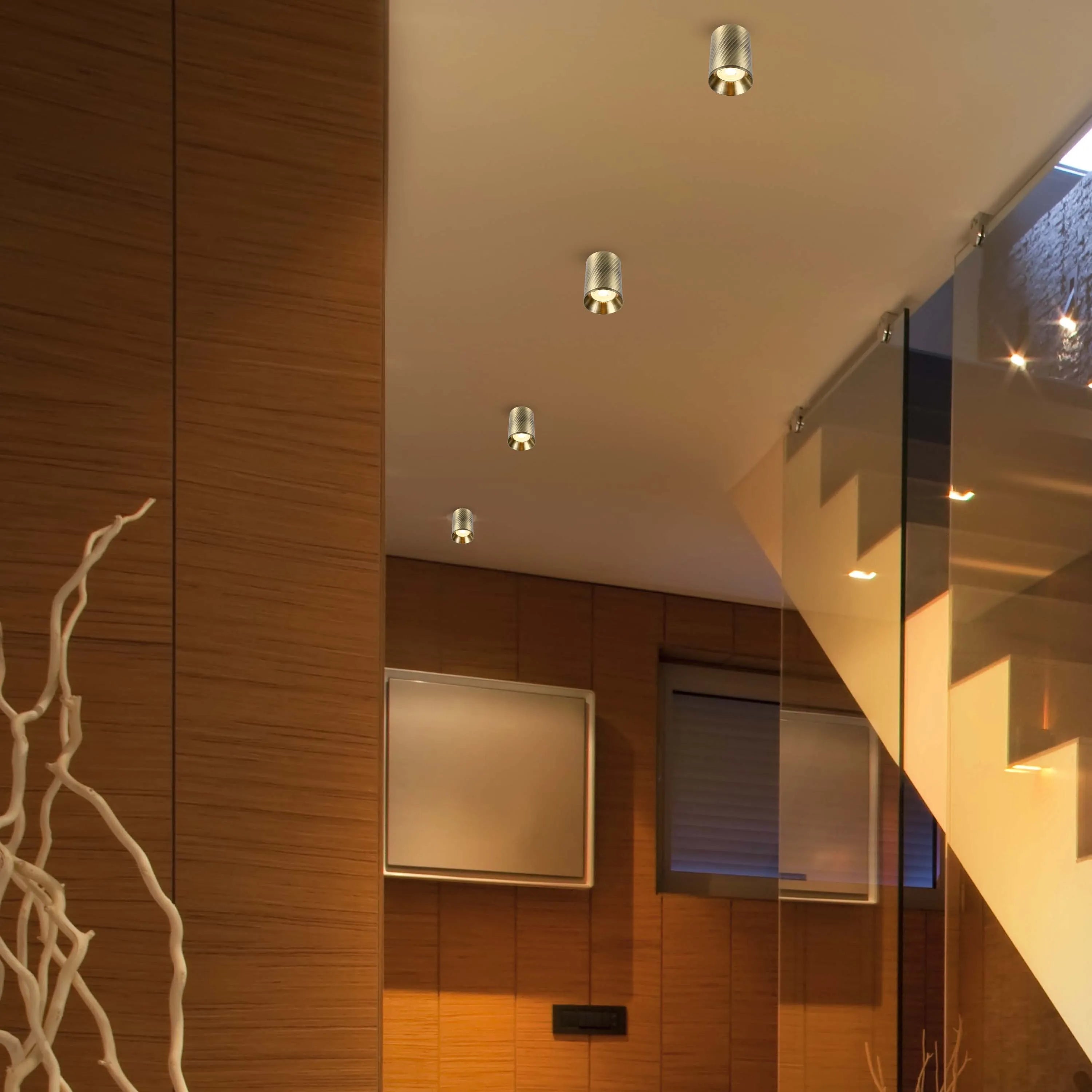 Downlight empotrado con textura en espiral - GU10, regulable, aluminio