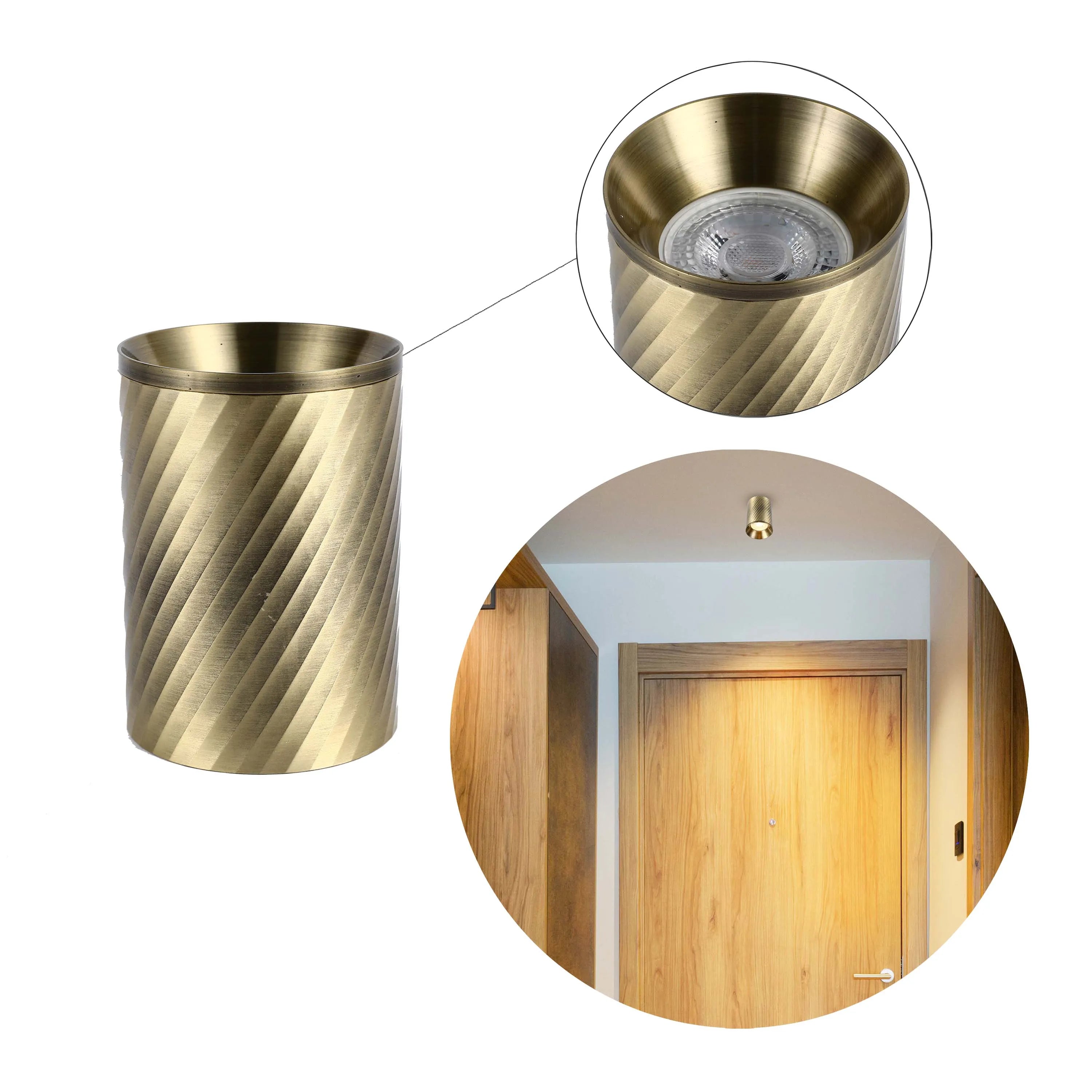 Downlight empotrado con textura en espiral - GU10, regulable, aluminio