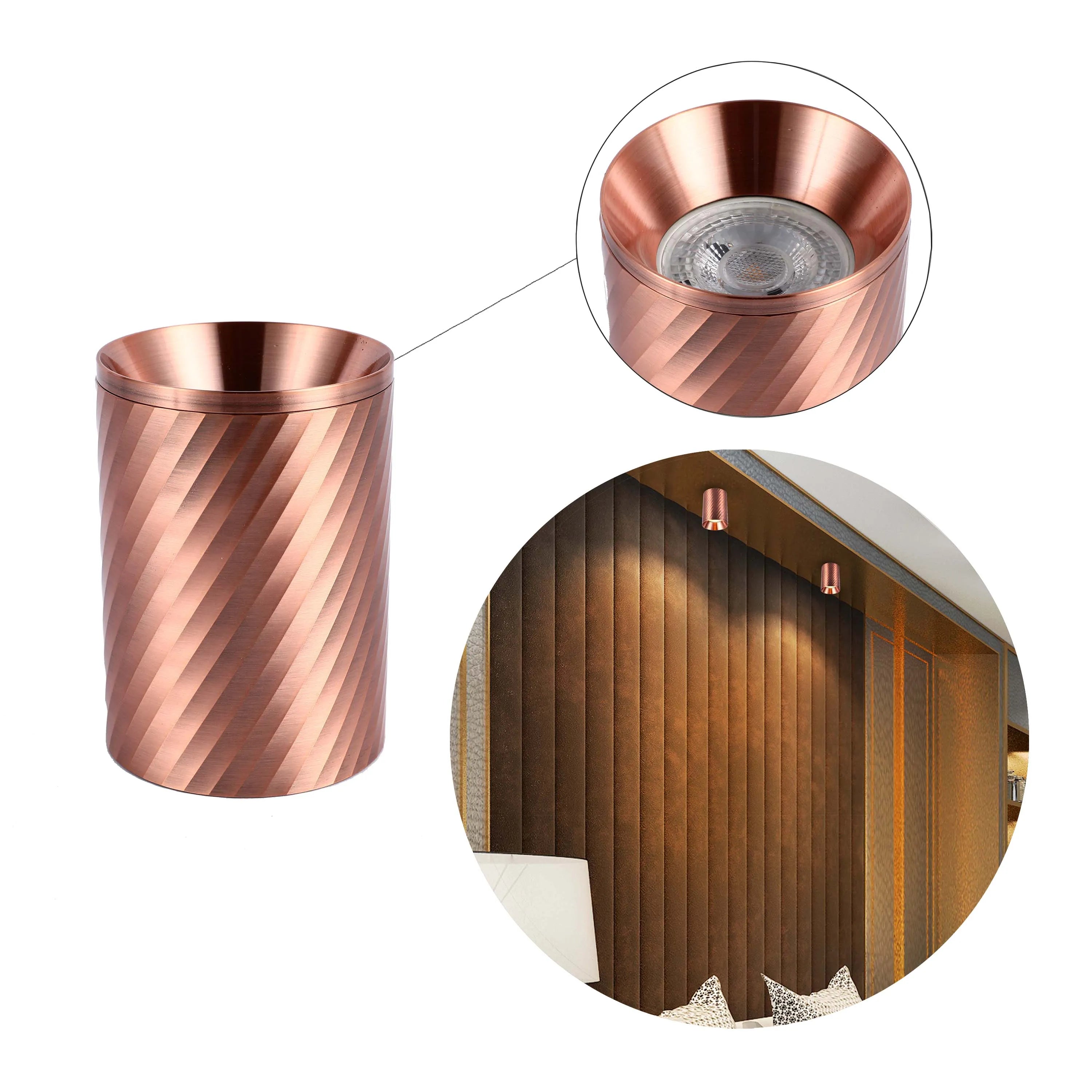 Downlight empotrado con textura en espiral - GU10, regulable, aluminio