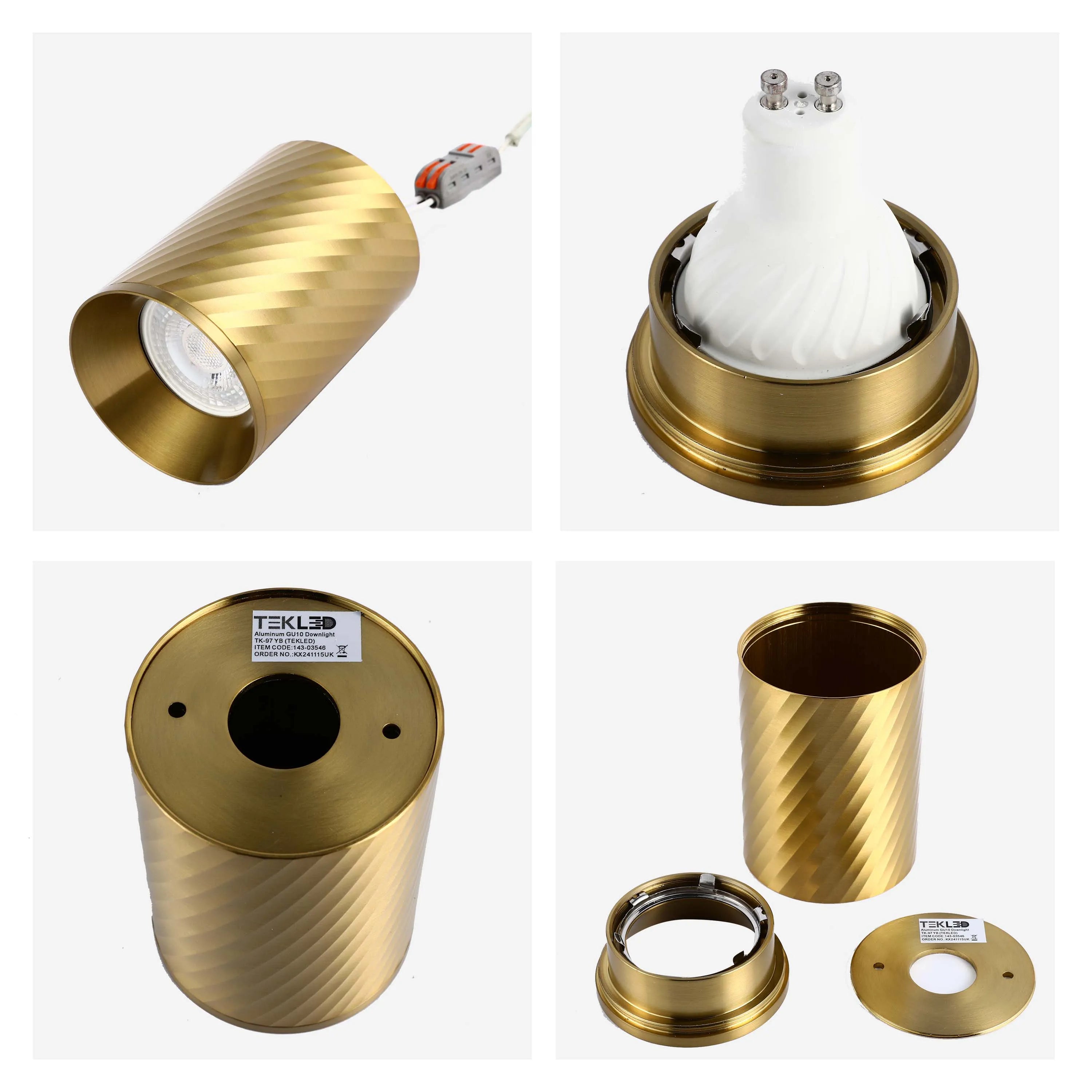 Downlight empotrado con textura en espiral - GU10, regulable, aluminio