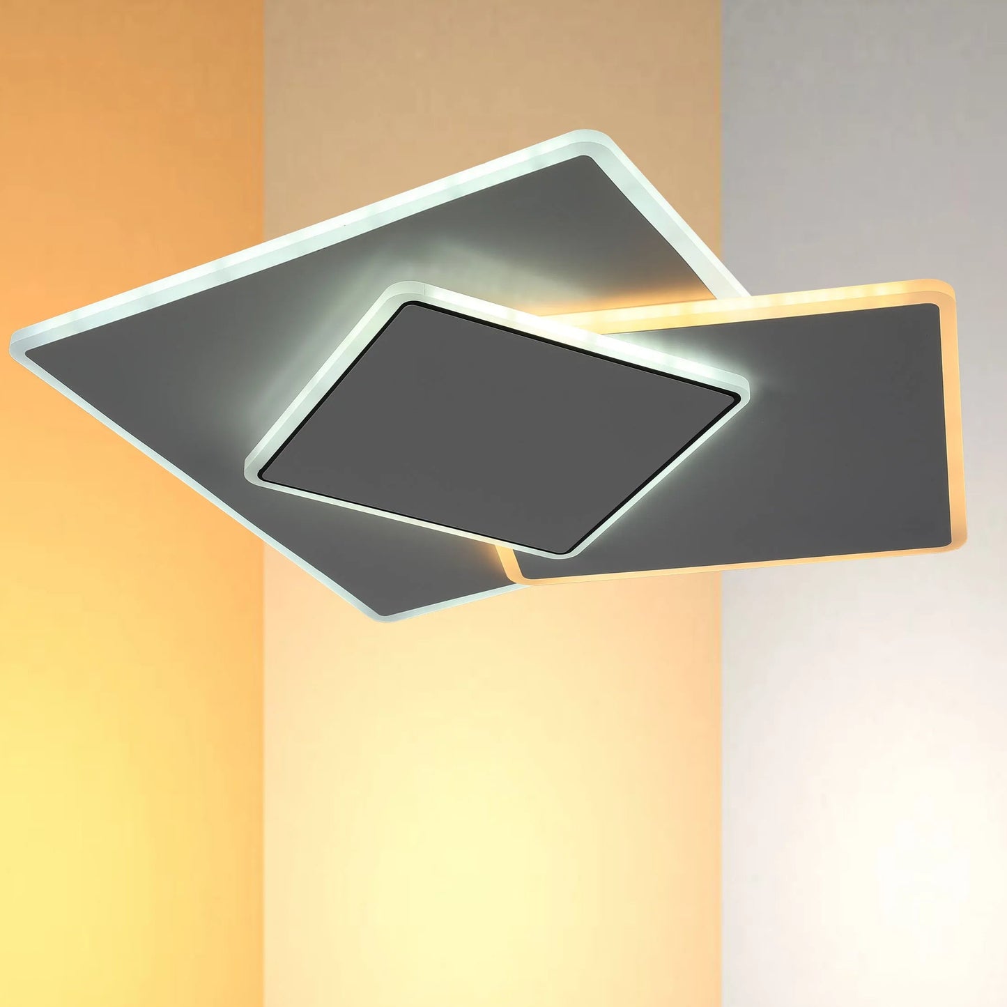 Lámpara de Techo LED Cuadrada Triple Escalonada, CCT, 45W, Montaje a Ras, Lámpara LED de Techo Empotrada, TEKLED