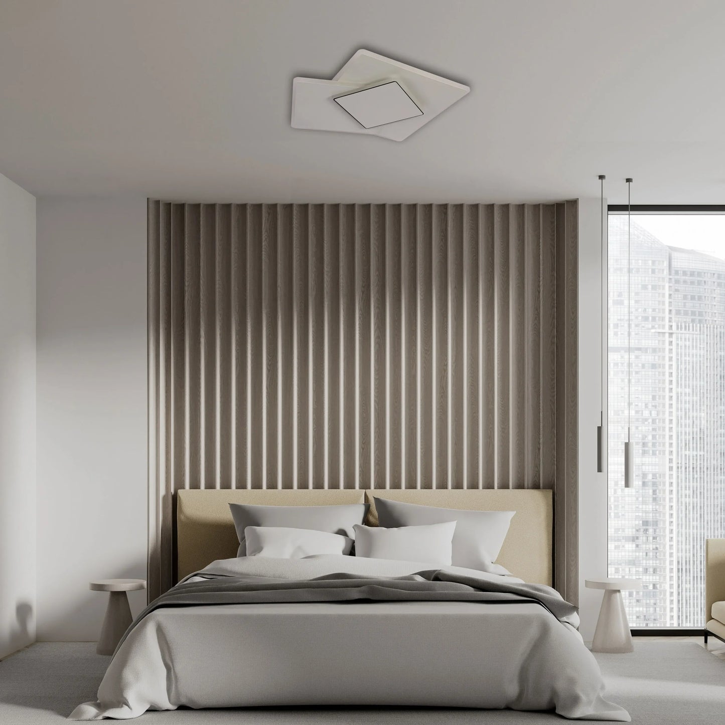 Lámpara de Techo LED Cuadrada Triple Escalonada, CCT, 45W, Montaje a Ras, Lámpara LED de Techo Empotrada, TEKLED