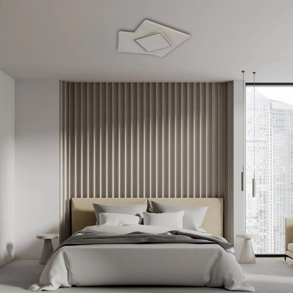 Lámpara de Techo LED Cuadrada Triple Escalonada, CCT, 45W, Montaje a Ras, Lámpara LED de Techo Empotrada, TEKLED