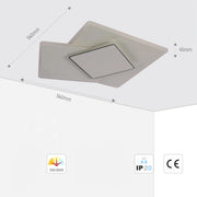 Lámpara de Techo LED Cuadrada Triple Escalonada, CCT, 45W, Montaje a Ras, Lámpara LED de Techo Empotrada, TEKLED