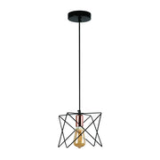 Lámpara Colgante de Metal TEKLED con Estilo de Jaula Estelar y Acento en Oro Rosa y Estructura de Metal Negro-1 Lámpara-159-17026
