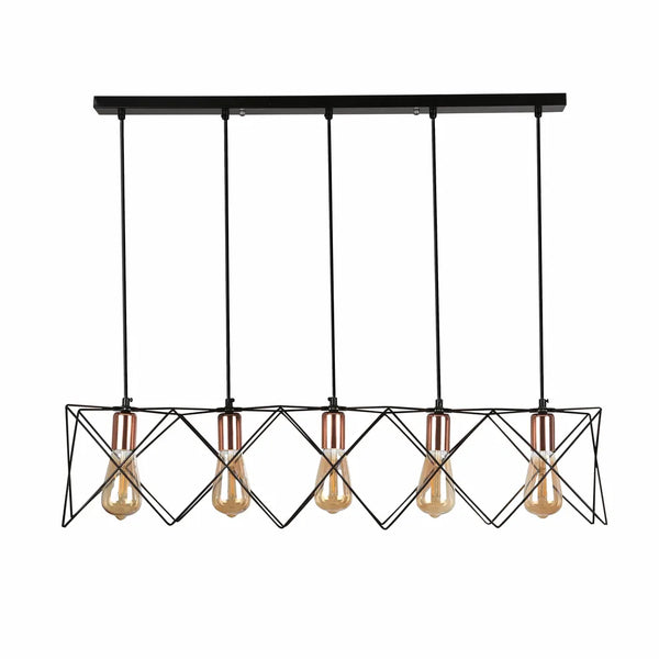 Metal Pendant Light TEKLED Lámpara Colgante en Jaula Estrella con Acabado en Oro Rosa y Estructura de Metal Negro-3 Lámparas-159-17030