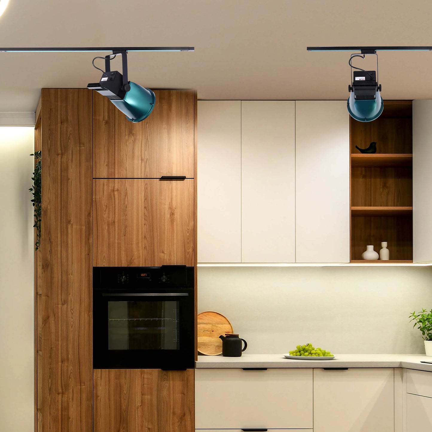 Foco de Carril LED Ajustable con Pantalla en Cúpula Turquesa