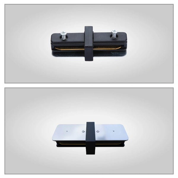 Top and bottom view of I straight L T X Connector for Track for 2 Conductor Tracklight adaptors Black or White | TEKLED 175-15232
