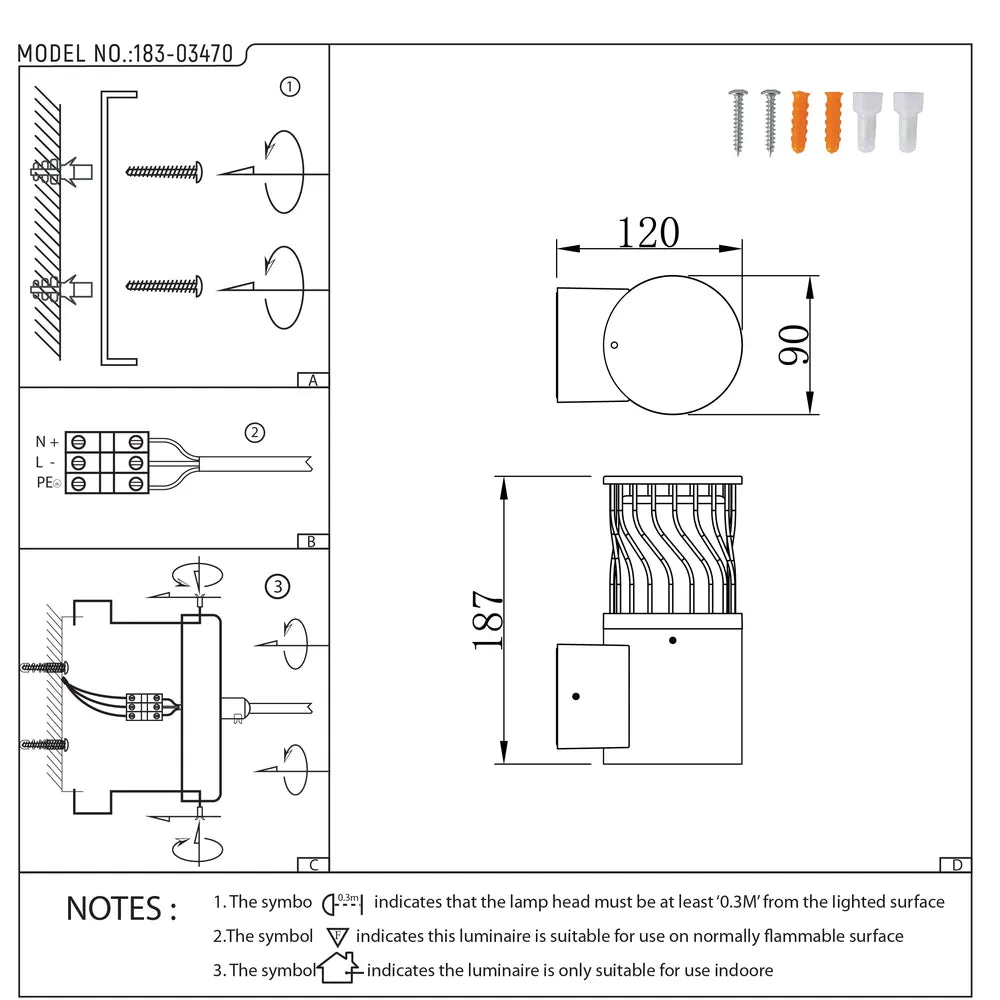 Manual de usuario para Aplique de Pared con Linterna LED Twilight Wave-183-03470
