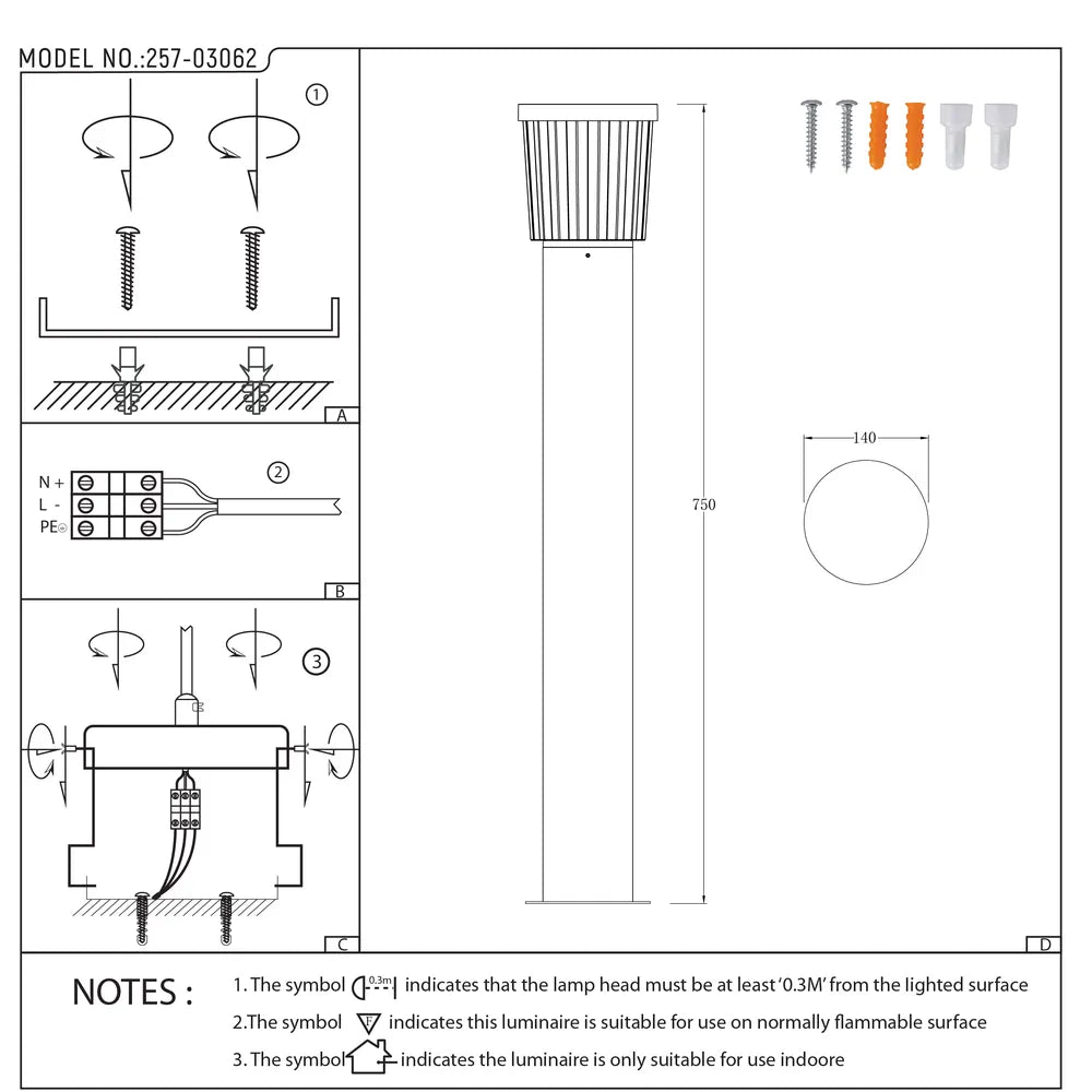 Manual de usuario para Luz Bollard LED de Camino Twilight Wave-257-03062
