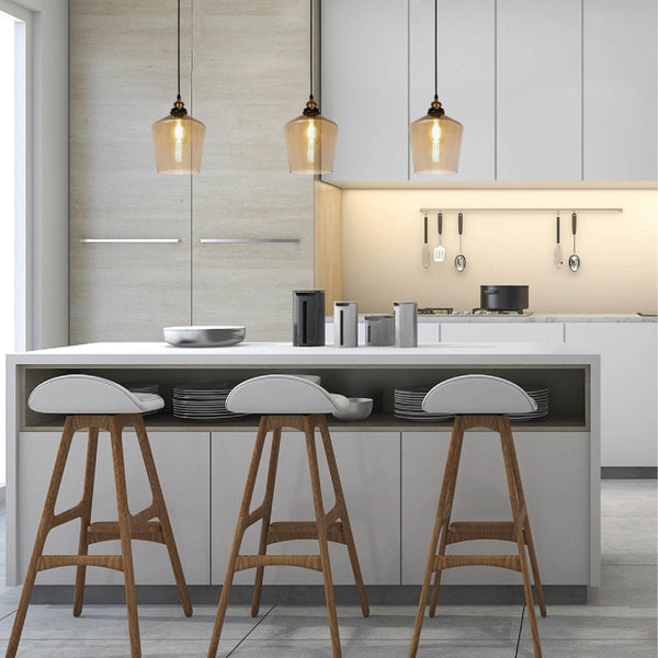 Interior application of Amber Glass Schoolhouse Pendant Ceiling Light with E27 | TEKLED 150-17826