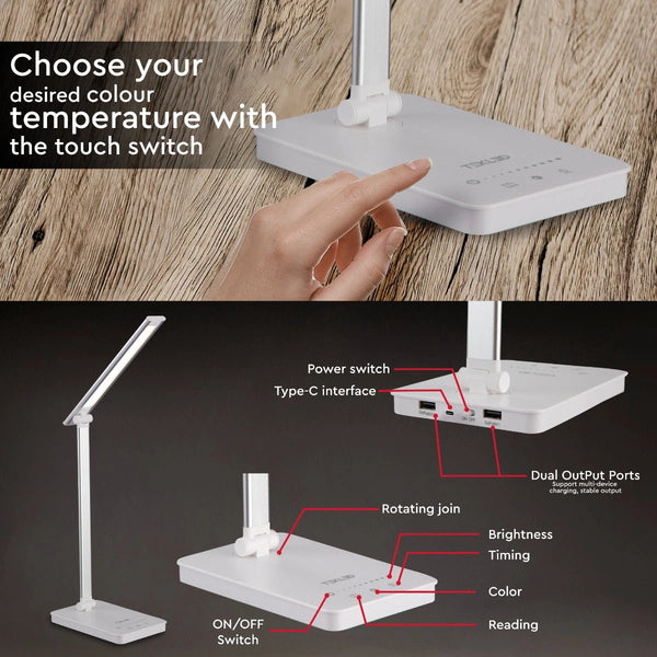 User manual for Zingo Silver Desk Light Dimmable and Colour Modes | TEKLED 130-03616
