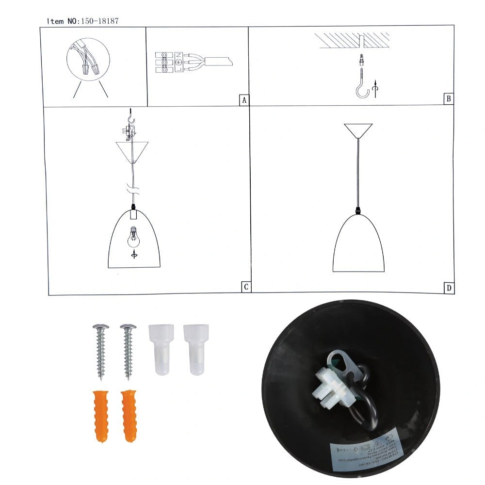 User manual for Antique Copper Dome Metal Pendant Ceiling Light with E27 Fitting D220 | TEKLED 150-18187