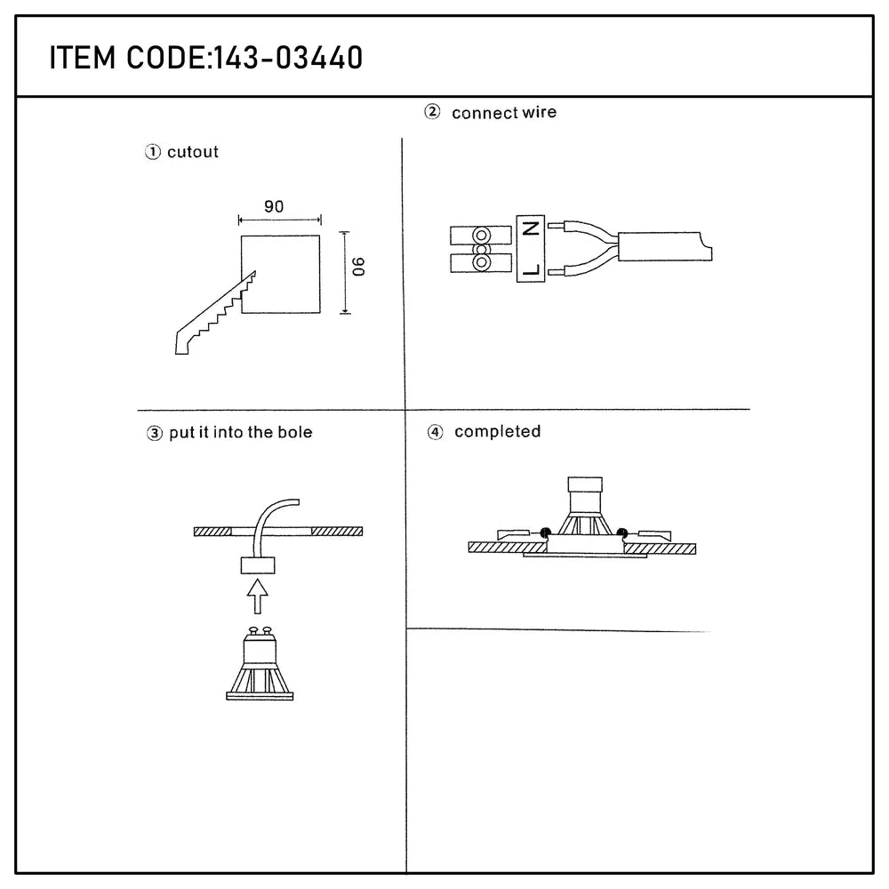Manual de usuario para la Luminaria Empotrable Cuadrada Inclinable GU10 Valiant-143-03440