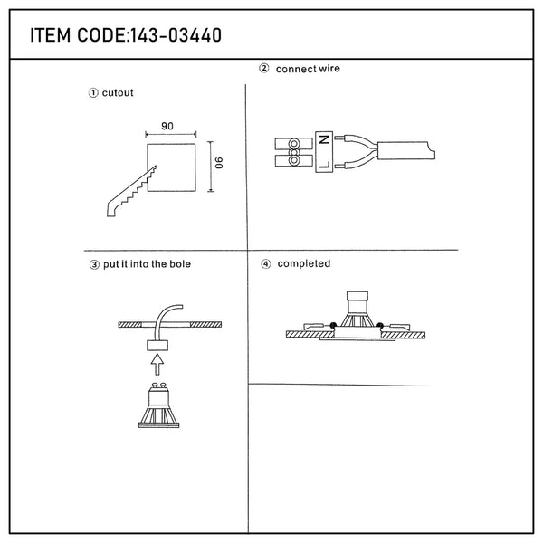 Manual de usuario para la Luminaria Empotrable Cuadrada Inclinable GU10 Valiant-143-03440
