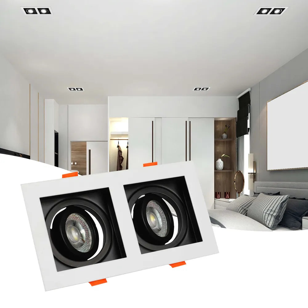 La elegante luminaria empotrable GU10 mejora una sala de estar moderna con una decoración elegante y luz ajustable para una ambientación versátil.143-03444