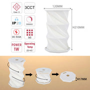 Lámpara de mesa origami expandible – Blanco y dorado, recargable por USB, LED regulable con 3 temperaturas de color (3CCT)