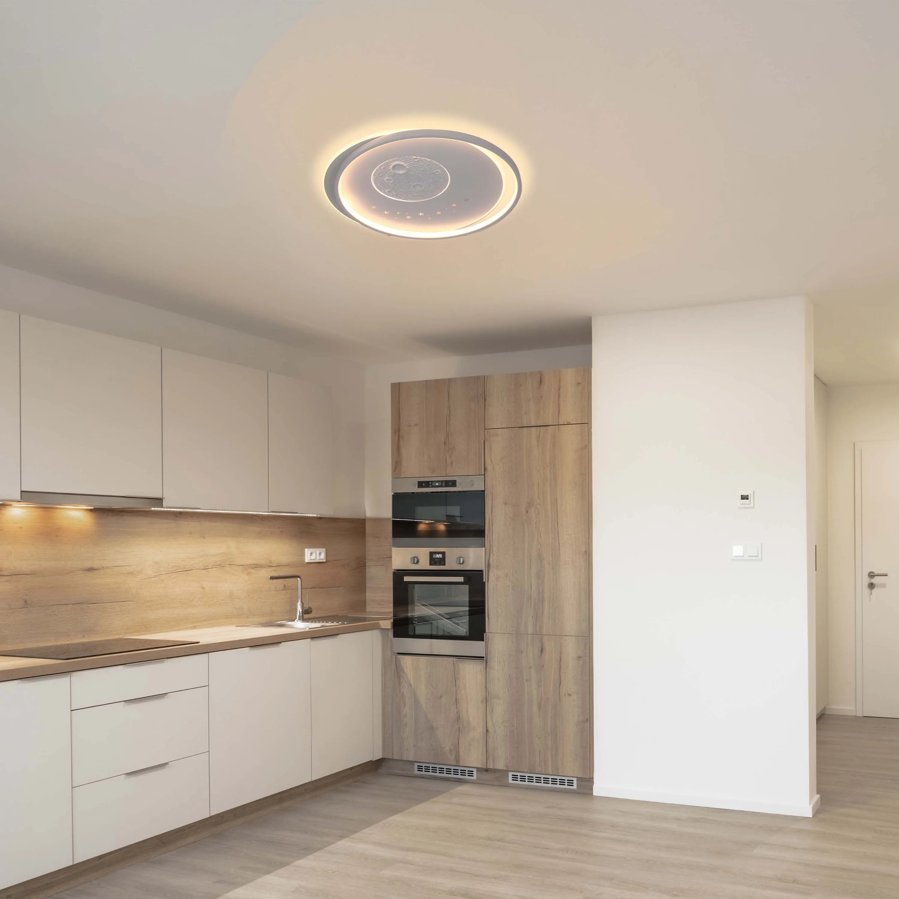 Lámpara de techo LED blanca empotrada (Diseños de flor, luna y estrellas)