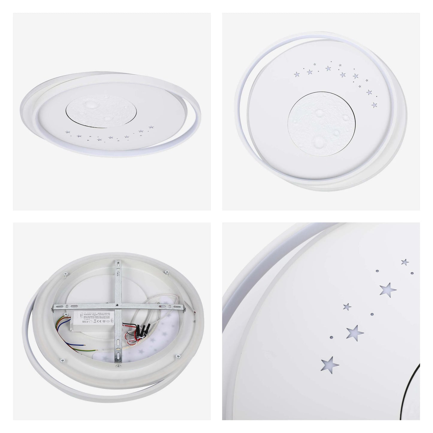 Lámpara de techo LED blanca empotrada (Diseños de flor, luna y estrellas)