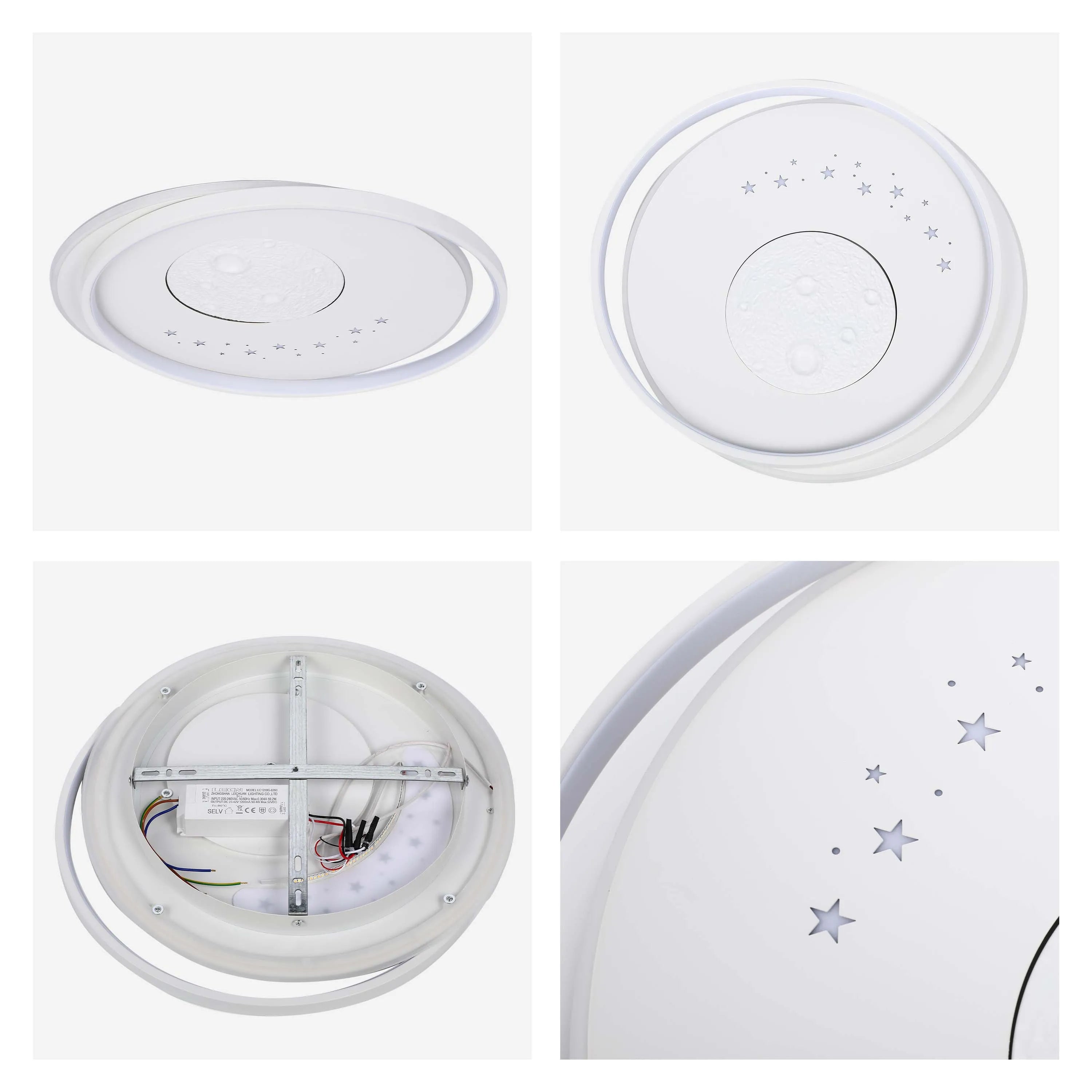 Lámpara de techo LED blanca empotrada (Diseños de flor, luna y estrellas)